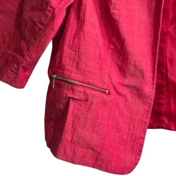 Roz & Ali Women’s Cropped Red Jacket Size 2X Pockets Zip Detail - Picture 4 of 8